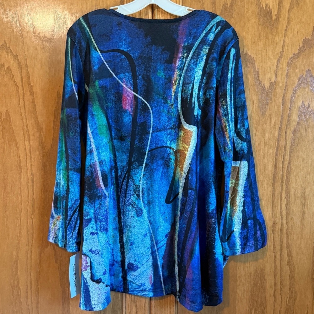 NEW Jess & Jane Eclipse Brushed knit Long Sleeve Top Blue Large USA NWT - Picture 7 of 9